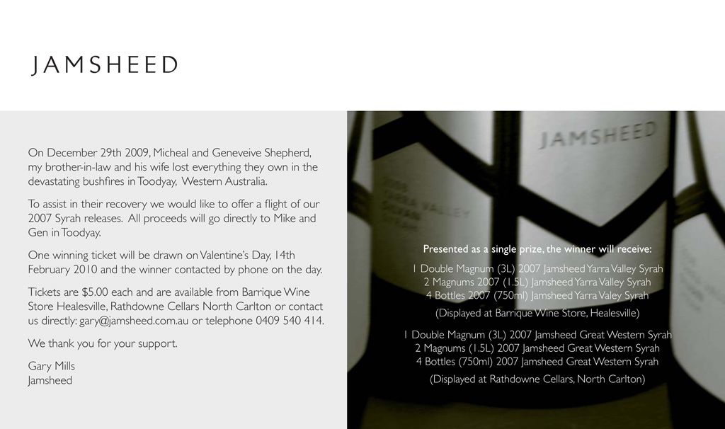 Jamsheed Toodyay Bushfire Appeal The Wine Front